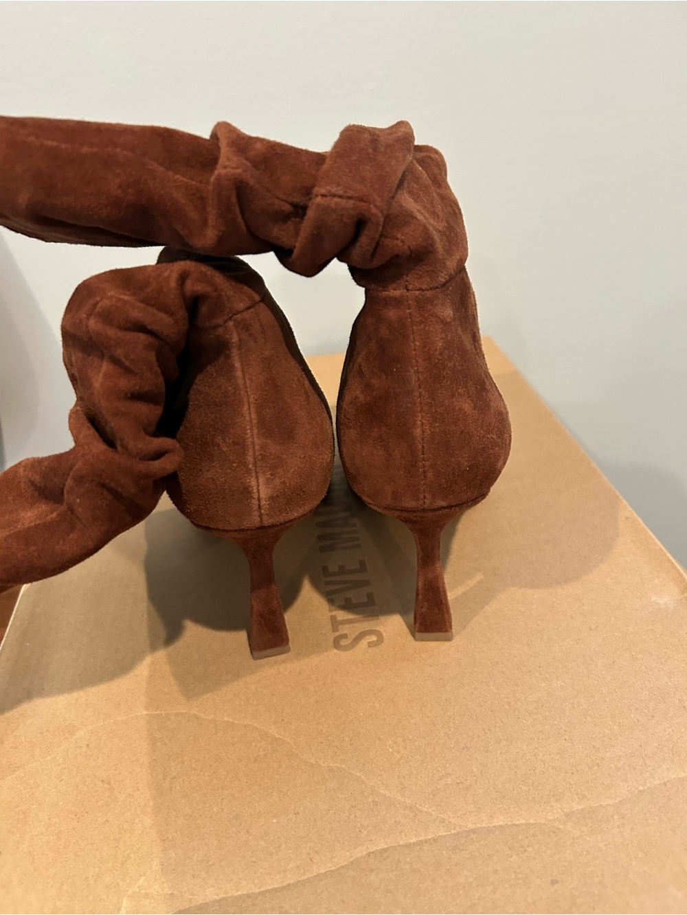 Steve Madden Brown Suede Slouch Heel Boots - Picture 3 of 6